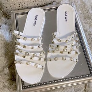 Nine West Jelly Slides with Pearls and Studs